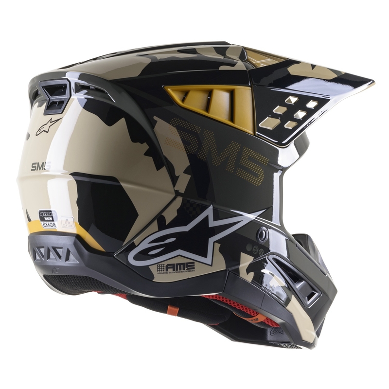 Motokrosová helma Alpinestars S-M5 Rover maskáč pískový-mandarinka lesklá