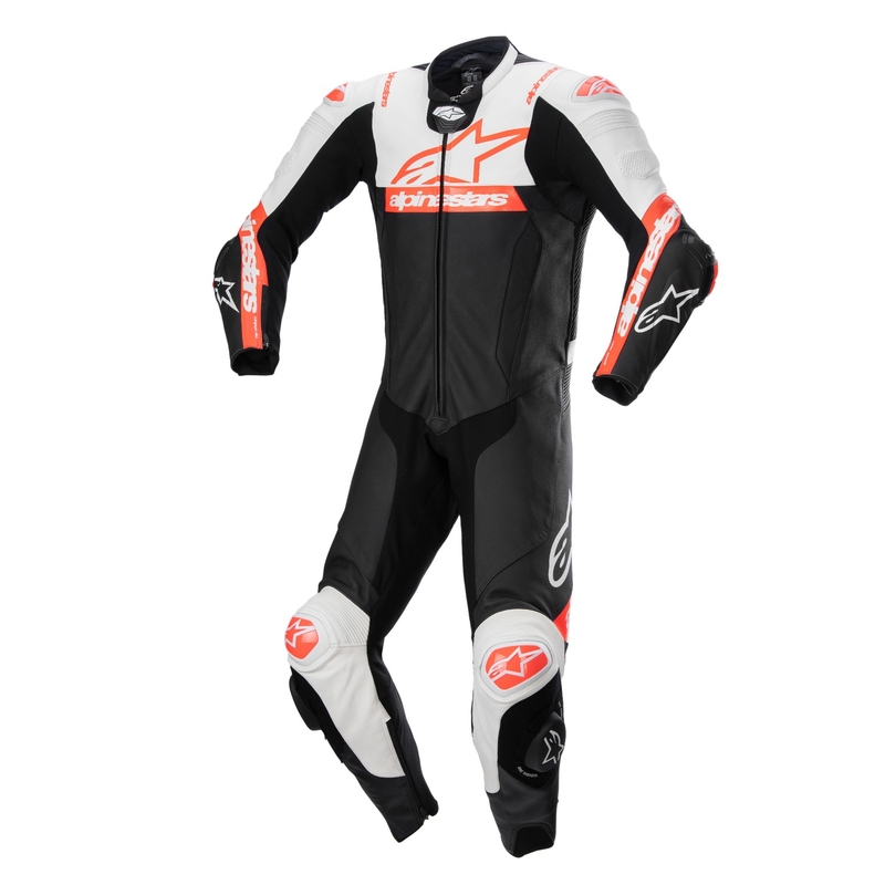 Alpinestars Missile 2 Ward Black-White-Fluo Red δερμάτινη φόρμα μοτοσικλέτας
