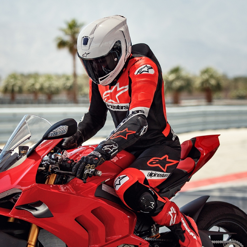 Alpinestars Missile 2 Ward Black-Fluo Red-White δερμάτινη φόρμα μοτοσικλέτας