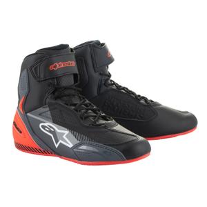 Alpinestars Faster-3 μαύρες-γκρι-φλούο κόκκινες μπότες μοτοσικλέτας