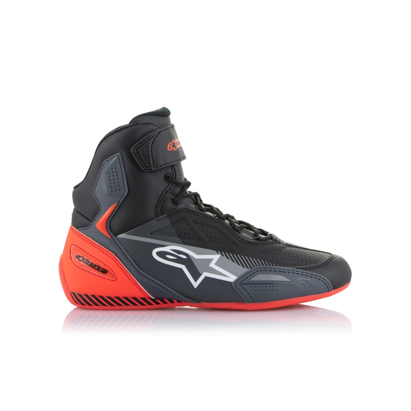 Alpinestars Faster-3 μαύρες-γκρι-φλούο κόκκινες μπότες μοτοσικλέτας