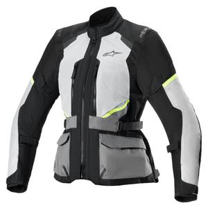 Alpinestars Γυναικείο μπουφάν μοτοσικλέτας Stella Andes Air Drystar ανοιχτό γκρι-σκούρο γκρι-μαύρο-κίτρινο φλούο