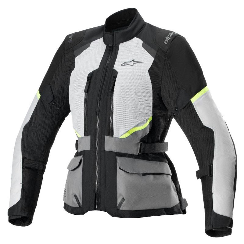 Alpinestars Γυναικείο μπουφάν μοτοσικλέτας Stella Andes Air Drystar ανοιχτό γκρι-σκούρο γκρι-μαύρο-κίτρινο φλούο
