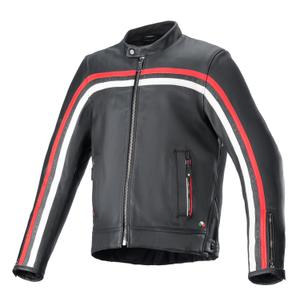 Alpinestars Dyno Μαύρο-κόκκινο-μπεζ δερμάτινο μπουφάν μοτοσικλέτας