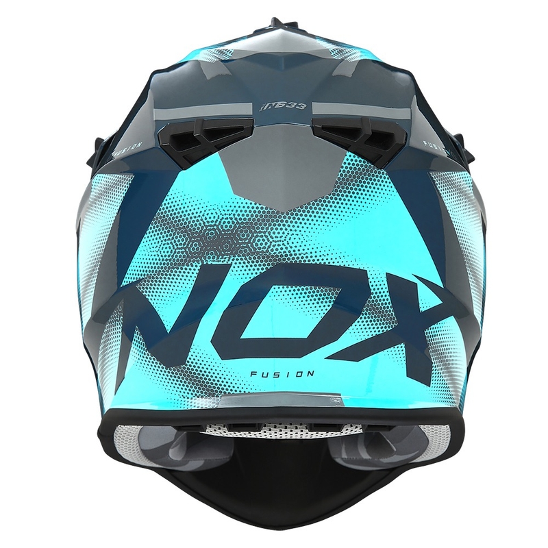 Motokrosová helma NOX N633 fluo modro-šedá
