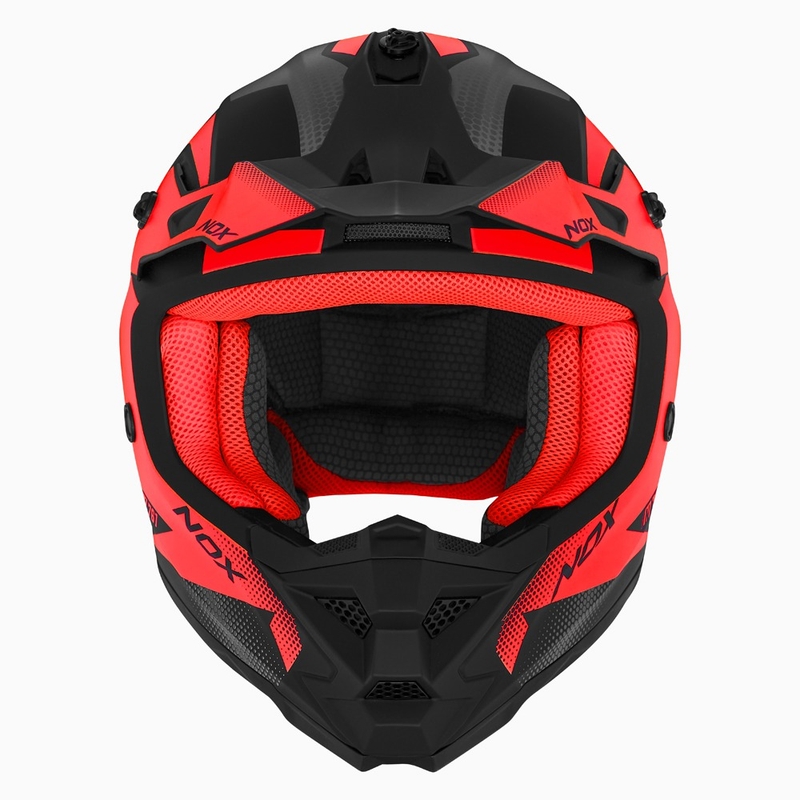 Παιδικό κράνος motocross NOX N761 MX fluo κόκκινο-μαύρο-γκρι