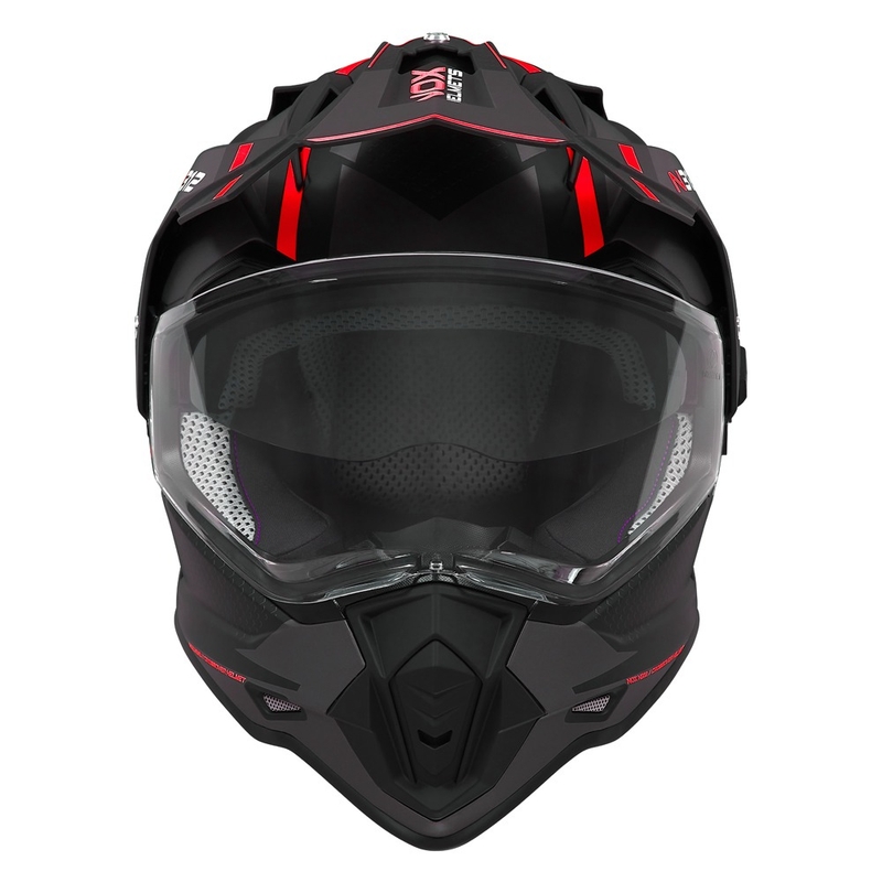 Enduro helma NOX N312 Drone matná černo-červená