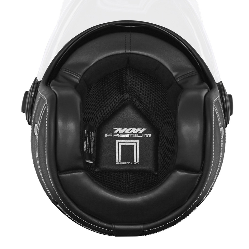 Κράνος μοτοσικλέτας ανοιχτού τύπου NOX PREMIUM Heritage μαύρο δερμάτινο