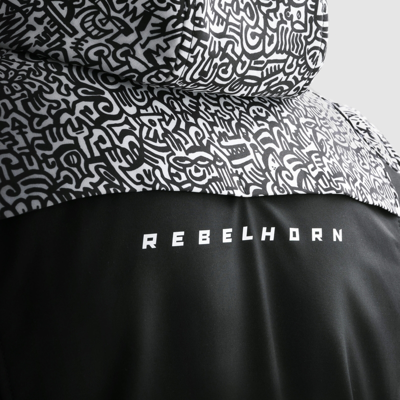 Softshell μπουφάν μοτοσικλέτας Rebelhorn Slash Noriaki μαύρο και άσπρο