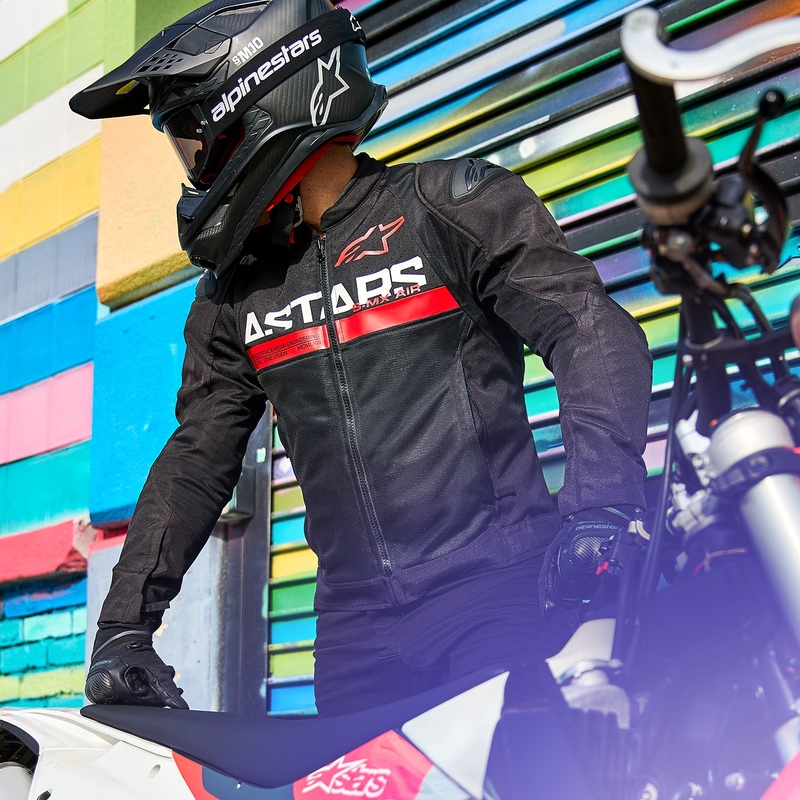 Alpinestars SMX Air μαύρο-φλούο κόκκινο μπουφάν μοτοσικλέτας