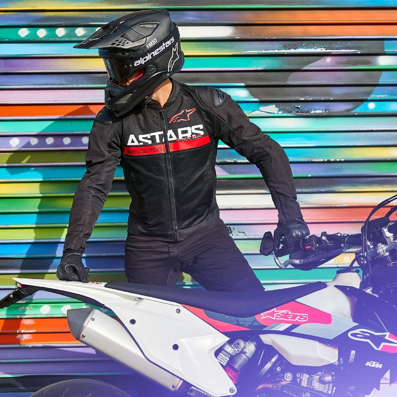 Alpinestars SMX Air μαύρο-φλούο κόκκινο μπουφάν μοτοσικλέτας