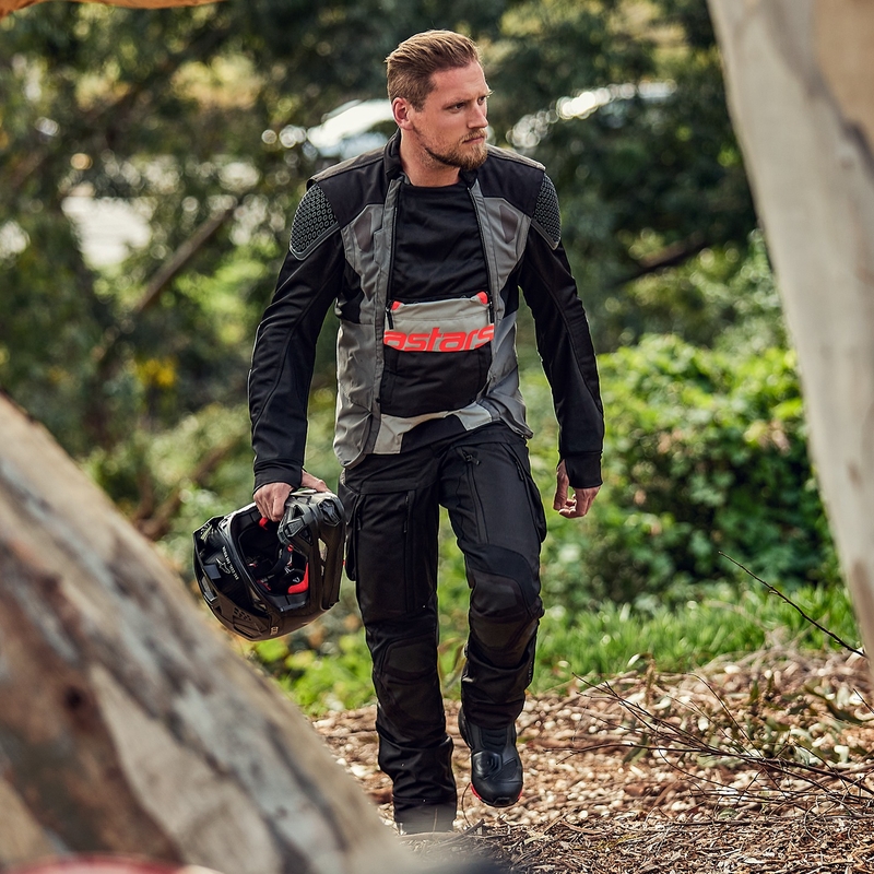 Alpinestars Halo Drystar ανοιχτό γκρι-σκούρο γκρι-μαύρο-φλούο κόκκινο μπουφάν μοτοσικλέτας
