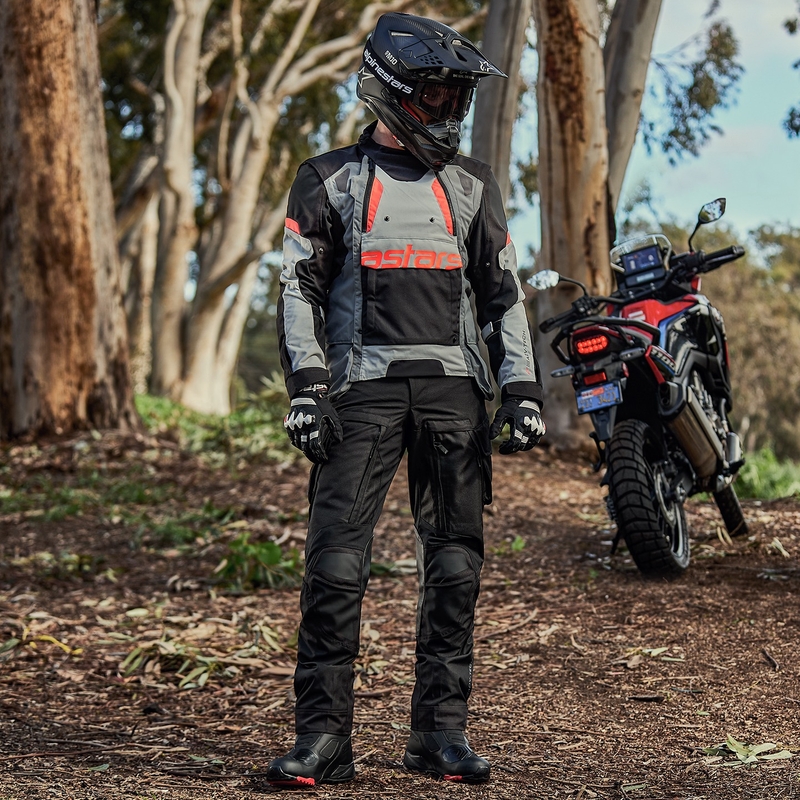 Alpinestars Halo Drystar ανοιχτό γκρι-σκούρο γκρι-μαύρο-φλούο κόκκινο μπουφάν μοτοσικλέτας