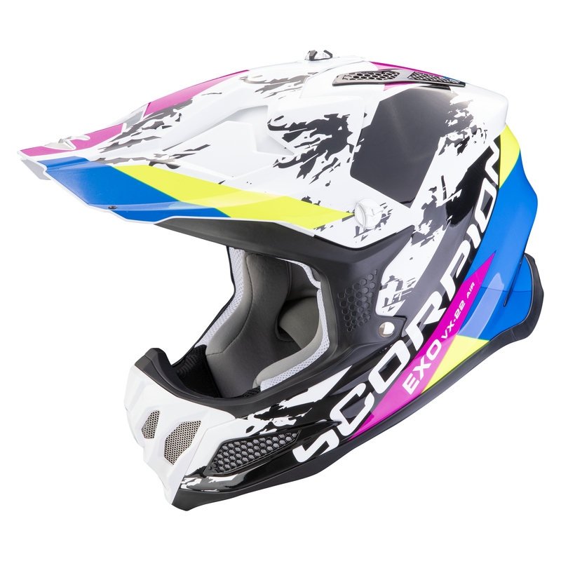 Κράνος Motocross Scorpion VX-22 Air CX λευκό-μαύρο-μπλε προσφορά