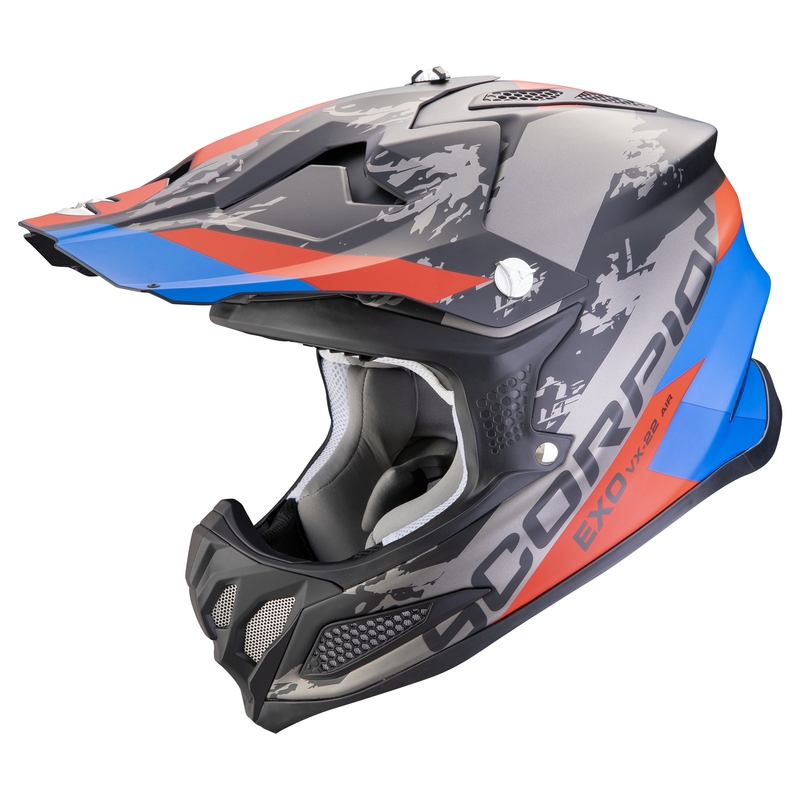 Κράνος Motocross Scorpion VX-22 Air CX ματ μαύρο-μπλε-κόκκινο προσφορά