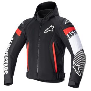 Alpinestars Zaca Air Αδιάβροχο μπουφάν μοτοσικλέτας Μαύρο-λευκό-φλούο κόκκινο