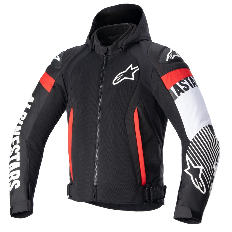 Alpinestars Zaca Air Αδιάβροχο μπουφάν μοτοσικλέτας Μαύρο-λευκό-φλούο κόκκινο