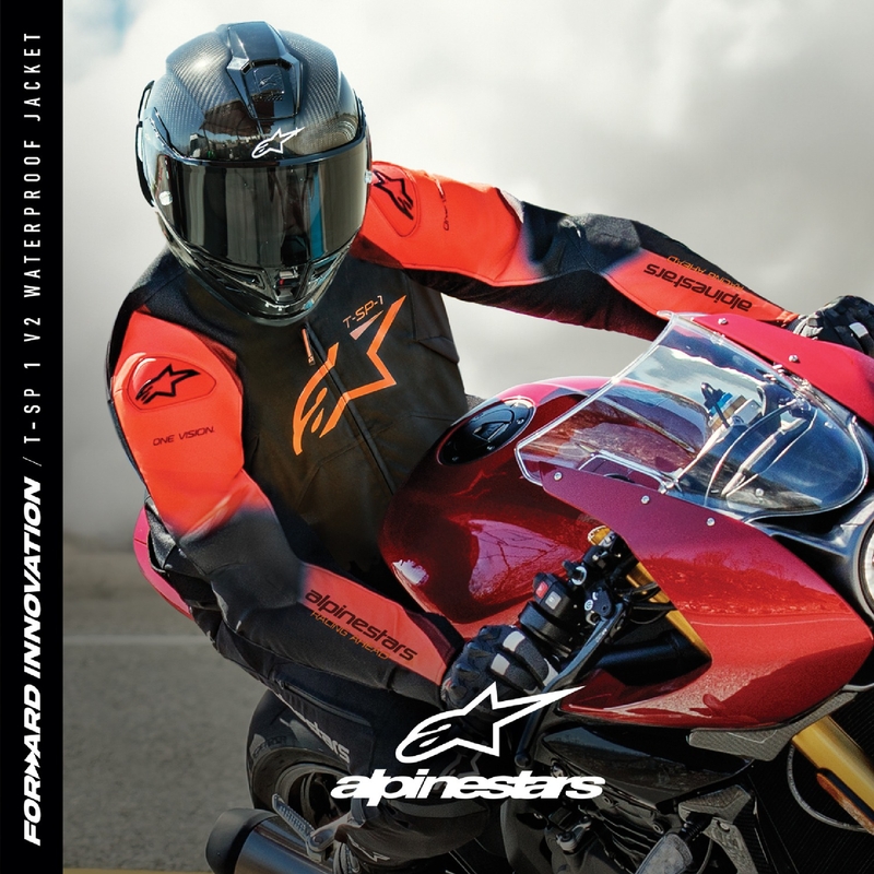 Alpinestars T-SP 1 2 αδιάβροχο μαύρο-φλούο κόκκινο μπουφάν μοτοσικλέτας