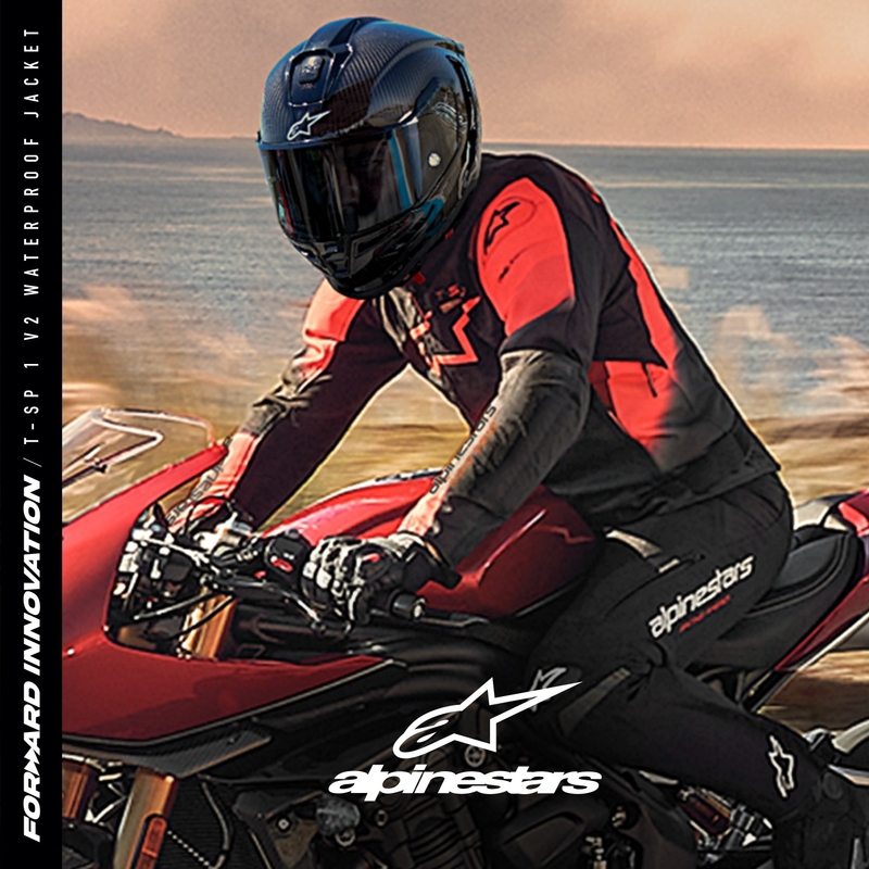 Alpinestars T-SP 1 2 αδιάβροχο μαύρο-φλούο κόκκινο μπουφάν μοτοσικλέτας