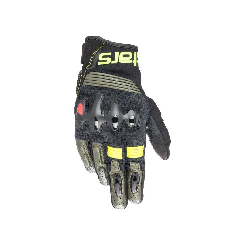 Alpinestars Halo Μαύρο-Πράσινο-Κίτρινο Φλούο Γάντια Μοτοσικλέτας