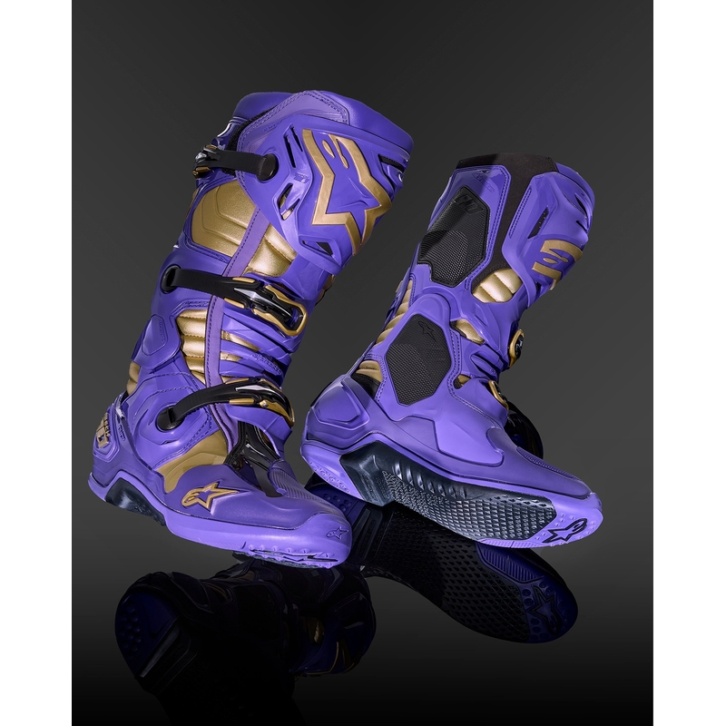 Alpinestars Tech 10 Μπότες μοτοσικλέτας περιορισμένης έκδοσης Champ Purple and Gold