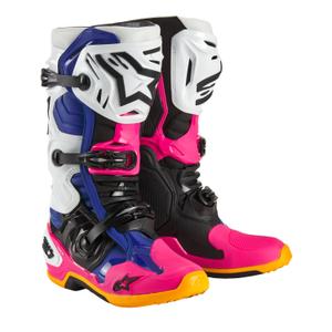 Alpinestars Tech 10 Limited Edition Coast White-Dark Blue-Pink-Fluo Yellow-Orange-Black μπότες μοτοσικλέτας