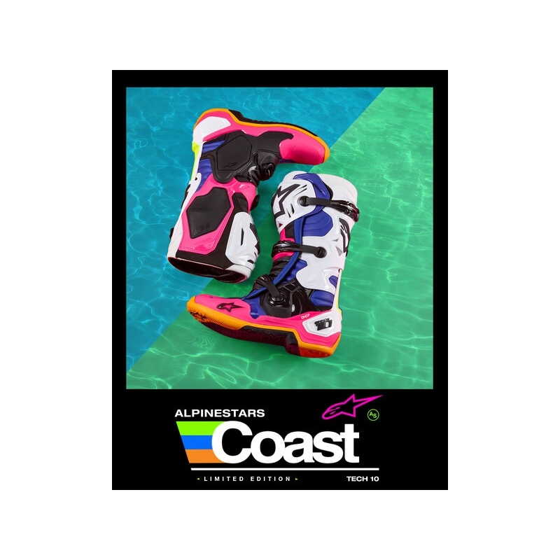 Alpinestars Tech 10 Limited Edition Coast White-Dark Blue-Pink-Fluo Yellow-Orange-Black μπότες μοτοσικλέτας