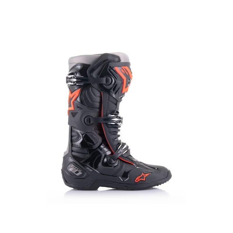 Alpinestars Tech 10 μαύρο-φλούο κόκκινο-γκρι μπότες μοτοσικλέτας