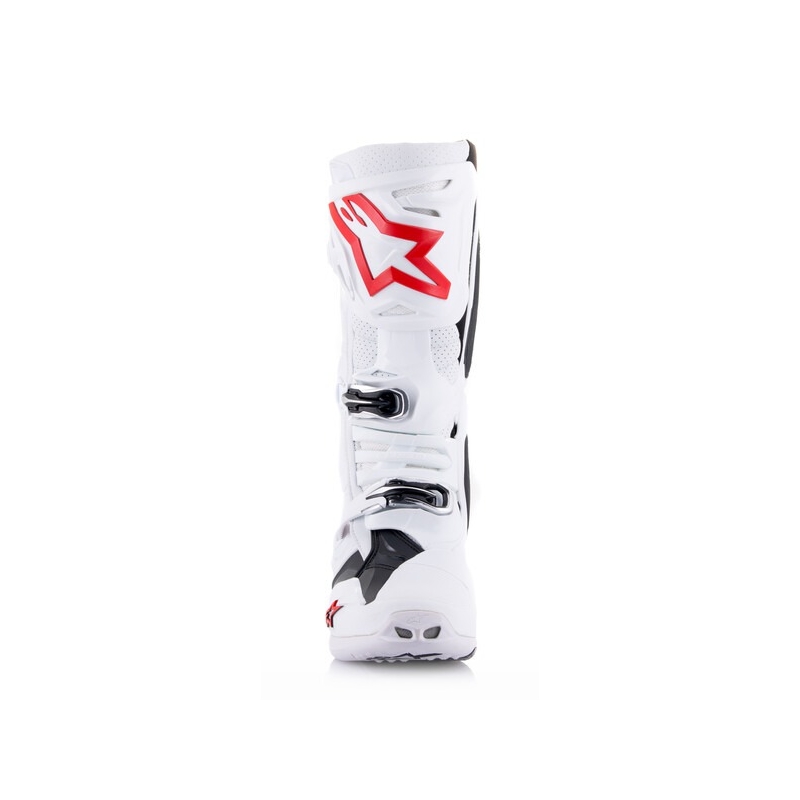 Alpinestars Tech 10 Supervented μπότες μοτοσικλέτας διάτρητες Λευκό, κόκκινο και μαύρο