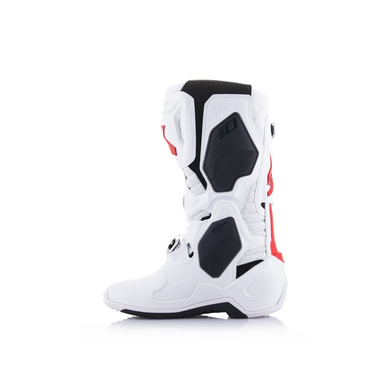Alpinestars Tech 10 Supervented μπότες μοτοσικλέτας διάτρητες Λευκό, κόκκινο και μαύρο