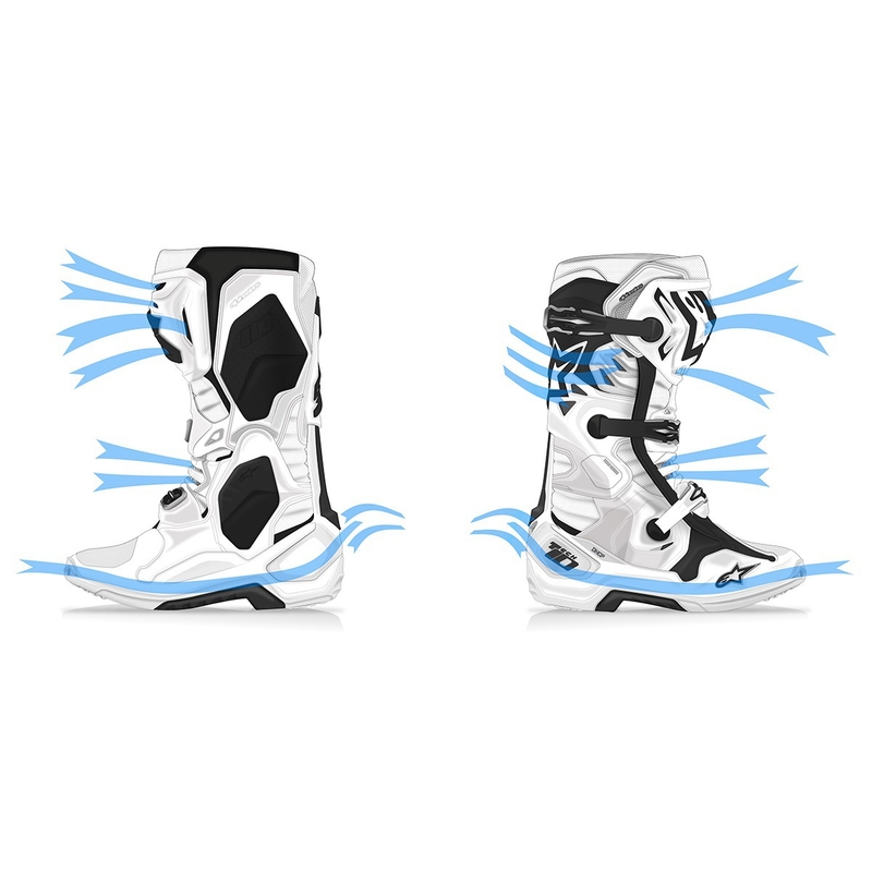 Alpinestars Tech 10 Supervented μπότες μοτοσικλέτας διάτρητες Λευκό, κόκκινο και μαύρο