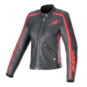 Alpinestars Stella Dyno Γυναικείο δερμάτινο μπουφάν μοτοσικλέτας Μαύρο και Κόκκινο