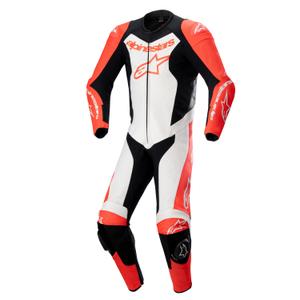 Alpinestars GP Force Lurv fluo κόκκινο-λευκό-μαύρο μονοκόμματο δερμάτινο κοστούμι μοτοσικλέτας