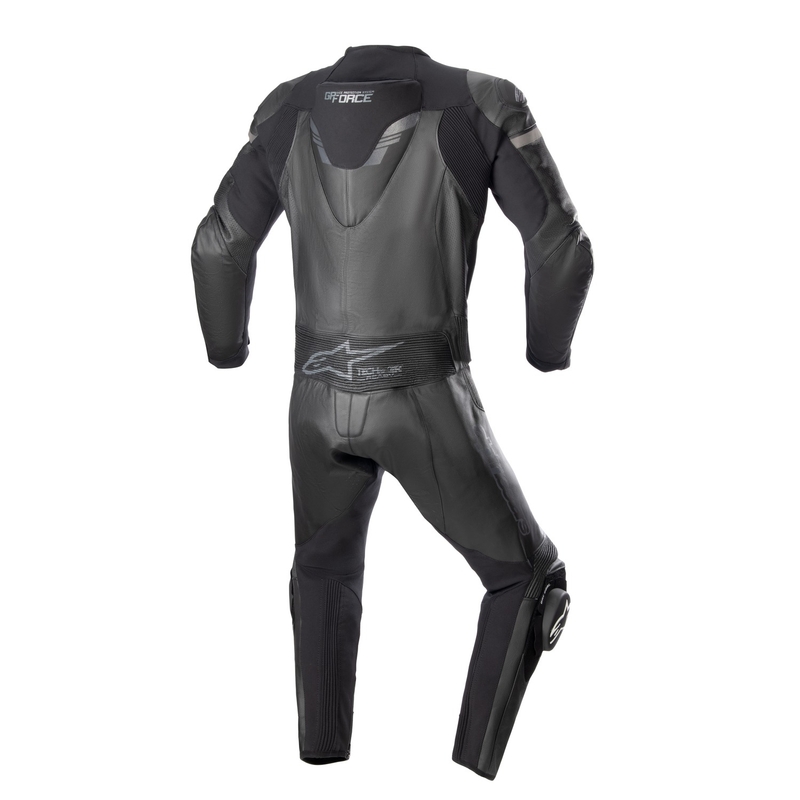 Alpinestars GP Force Chaser TECH-AIR 5 συμβατό μαύρο-μαύρο δερμάτινο κοστούμι μοτοσικλέτας δύο τεμαχίων