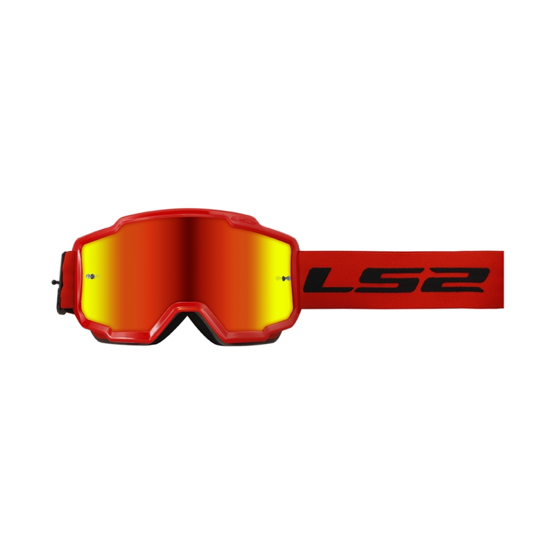 LS2 Charger κόκκινα γυαλιά motocross με plexi ιριδίου