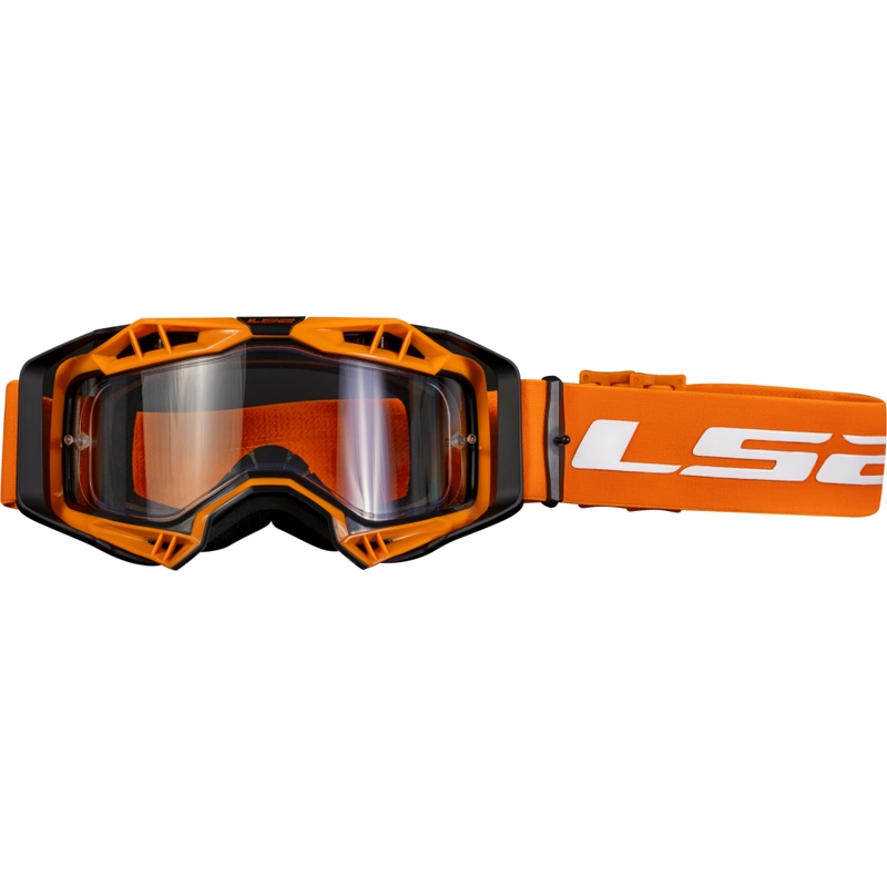 LS2 Aura Enduro γυαλιά motocross μαύρα-πορτοκαλί καθαρό πλεξιγκλάι