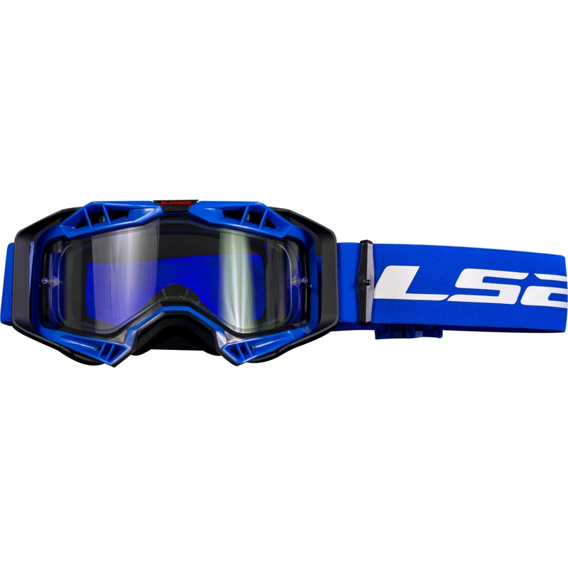 LS2 Aura Enduro γυαλιά motocross μαύρα-μπλε διαφανή plexi