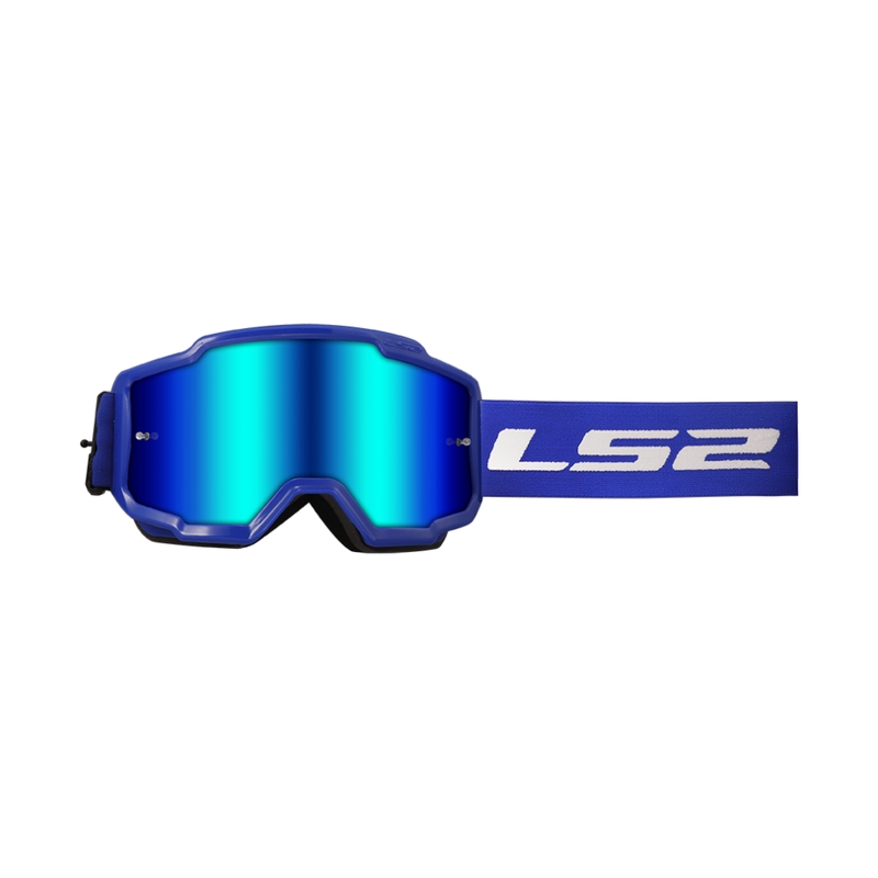 LS2 Charger μπλε γυαλιά motocross με plexi ιριδίου