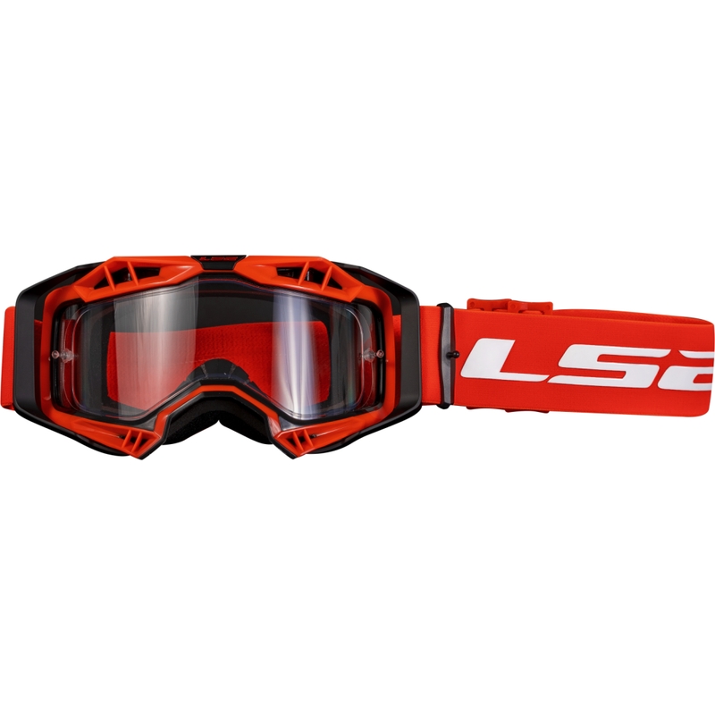 LS2 Aura Enduro γυαλιά motocross κόκκινα καθαρά plexi