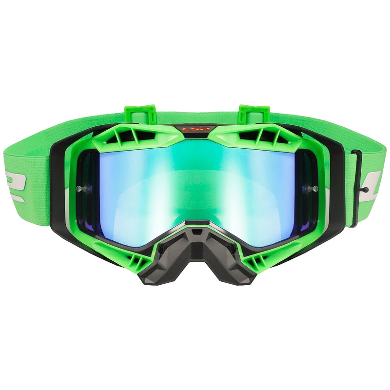 Γυαλιά motocross LS2 Aura PRO μαύρο-πράσινο ιρίδιο plexi