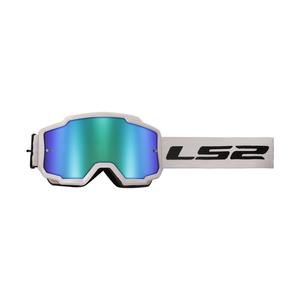 Γυαλιά motocross LS2 Charger H-V λευκά με πράσινο ιριδίο plexi