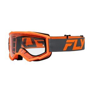 Γυαλιά μοτοκρός Fly Racing Focus μαύρο-πορτοκαλί με διαφανές πλεξιγκλάς