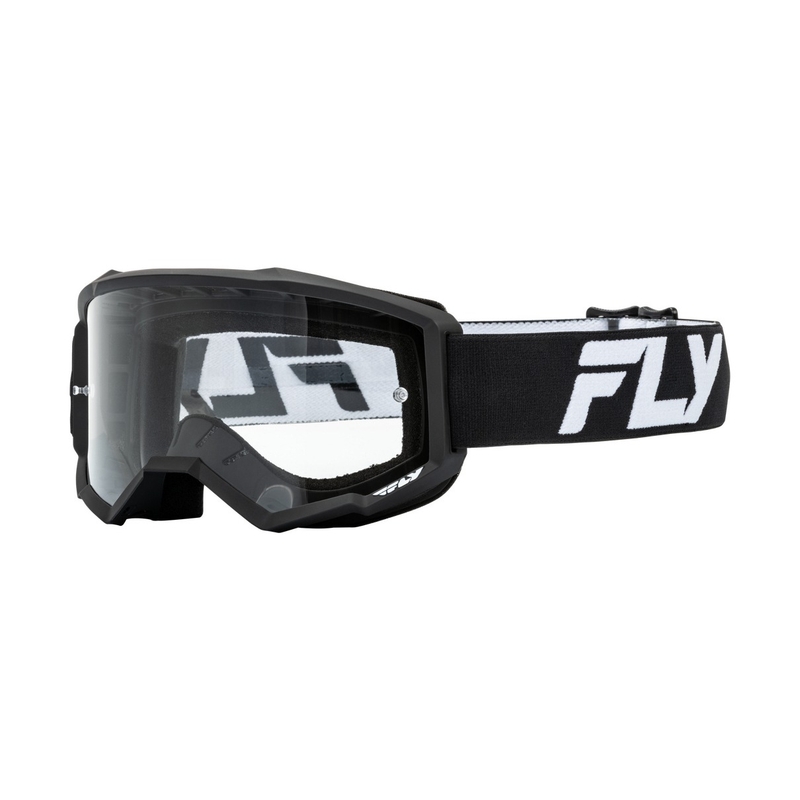 Γυαλιά Motocross FLY Racing Focus μαύρο και άσπρο με διαφανές plexi