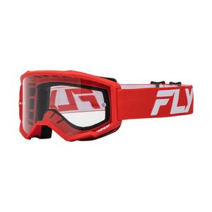 Γυαλιά Motocross FLY Racing Focus κόκκινα και λευκά με διαφανές plexi