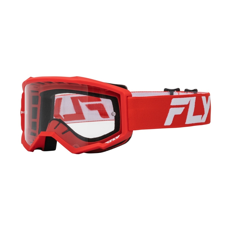 Γυαλιά Motocross FLY Racing Focus κόκκινα και λευκά με διαφανές plexi