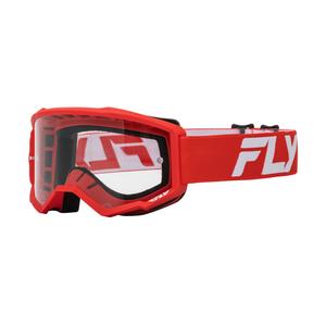 Παιδικά γυαλιά motocross FLY Racing Focus κόκκινο και λευκό με διαφανές plexi