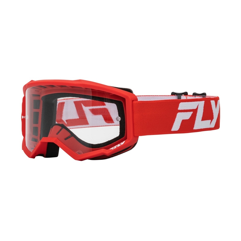 Παιδικά γυαλιά motocross FLY Racing Focus κόκκινο και λευκό με διαφανές plexi