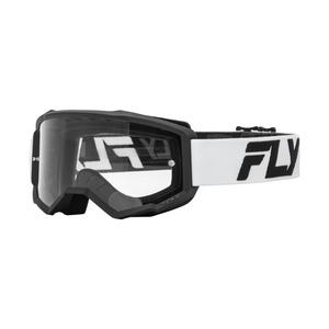 Παιδικά γυαλιά motocross FLY Racing Focus λευκό και μαύρο με διαφανές plexi