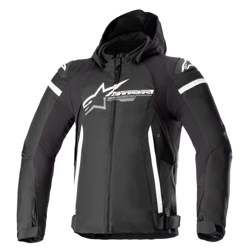 Alpinestars Zaca αδιάβροχο μαύρο και άσπρο μπουφάν μοτοσικλέτας