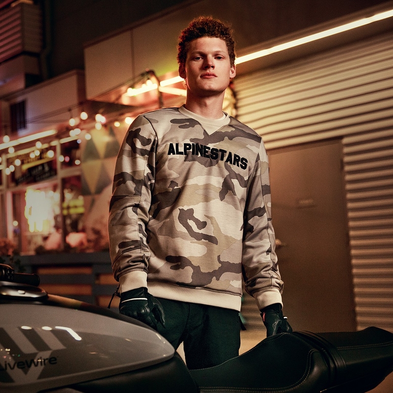 Φούτερ μοτοσικλέτας Alpinestars Legit Crew Fleece ανοιχτό γκρι παραλλαγής